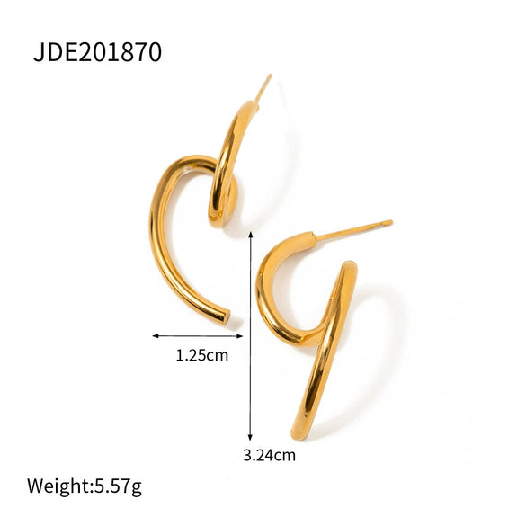 Wholesale Women's Stainless Steel Jewelry Earrings Gold Plated Geometric Style