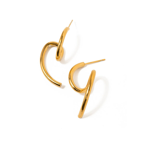 Wholesale Women's Stainless Steel Jewelry Earrings Gold Plated Geometric Style