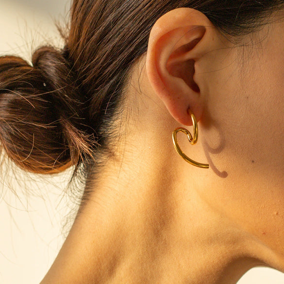 Wholesale Women's Stainless Steel Jewelry Earrings Gold Plated Geometric Style