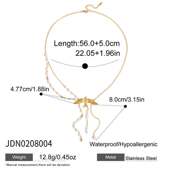 Wholesale Women's Stainless Steel Jewelry Necklace With Peace Dove Tassel Heart Shape Animal Zodiac Pattern Electroplated Design
