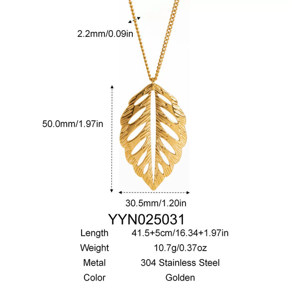 Wholesale Women's Stainless Steel Jewelry Set With Hollow Leaves Design Pvd Furnace Vacuum Real Gold Plating Hairpin Earrings Necklace