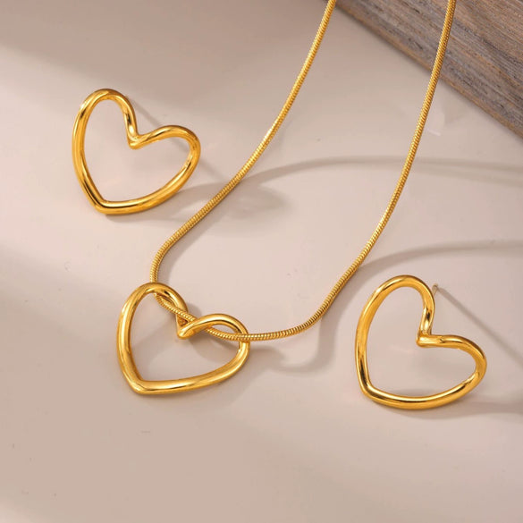 Wholesale Women's Stainless Steel Jewelry Set With Love Water Drops And Bells Patterns Ferris Wheel Design Electroplated Earrings And Necklace