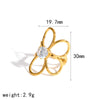 Wholesale Women's Stainless Steel Jewelry Set With Zircon Flower Vacuum Real Gold Plated Ring And Earring