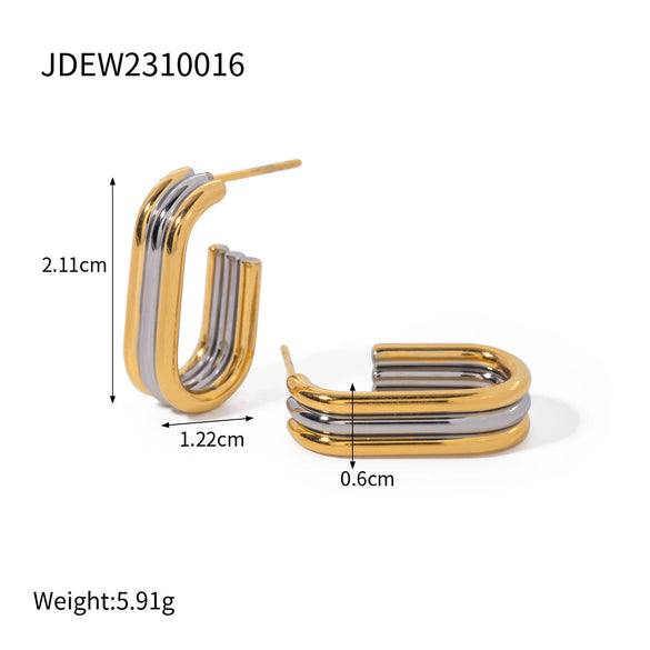 Wholesale Women's Stainless Steel Jewelry With Electroplating Twocolor Irregular Geometric Design