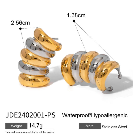 Wholesale Women's Stainless Steel Jewelry With Electroplating Twocolor Irregular Geometric Design