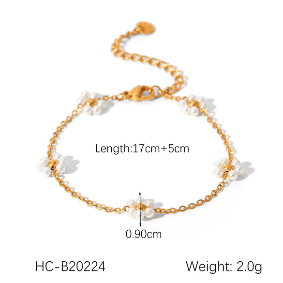 Wholesale Women's Stainless Steel Jewelry With Geometric And Flower Patterns Electroplated Necklace And Bracelet
