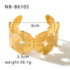 Wholesale Women's Stainless Steel 18K Color Bracelet With Leaf Butterfly Flower Stitching And Creative Opening Electroplated