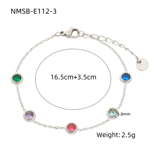 Wholesale Women's Stainless Steel 18K Colored Diamond Geometric Fashion Electroplated Round Bracelet