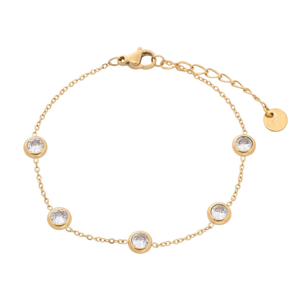 Wholesale Women's Stainless Steel 18K Colored Diamond Geometric Fashion Electroplated Round Bracelet