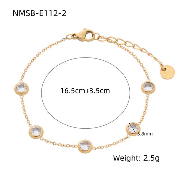 Wholesale Women's Stainless Steel 18K Colored Diamond Geometric Fashion Electroplated Round Bracelet