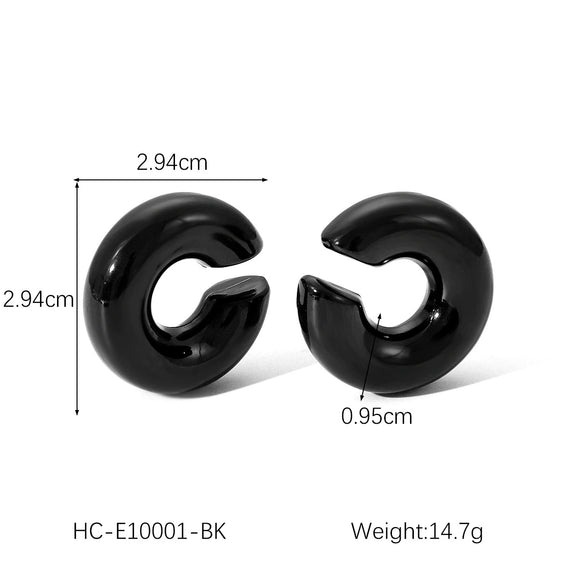 Wholesale Women's Stainless Steel 18K Electroplated Geometric Cshaped Ear Clip Earrings