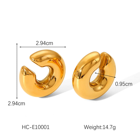 Wholesale Women's Stainless Steel 18K Electroplated Geometric Cshaped Ear Clip Earrings