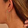 Wholesale Women's Stainless Steel 18K Electroplated Geometric Cshaped Multilayer Chain Tassel Earrings Highend Jewelry