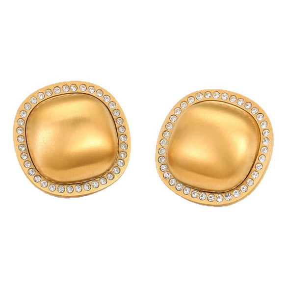 Wholesale Women's Stainless Steel 18K Electroplated Geometric Earrings Fashion Style Brushed Metal Finish