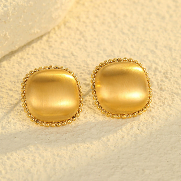Wholesale Women's Stainless Steel 18K Electroplated Geometric Earrings Fashion Style Brushed Metal Finish