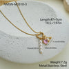 Wholesale Women's Stainless Steel 18K Electroplated Geometric Heart Pearl Bee Necklace Fashion Jewelry