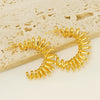 Wholesale Women's 316L Stainless Steel 18K Electroplated Geometric Hollow Spring Ring Earrings