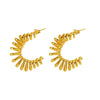 Wholesale Women's 316L Stainless Steel 18K Electroplated Geometric Hollow Spring Ring Earrings
