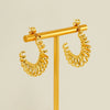 Wholesale Women's 316L Stainless Steel 18K Electroplated Geometric Hollow Spring Ring Earrings