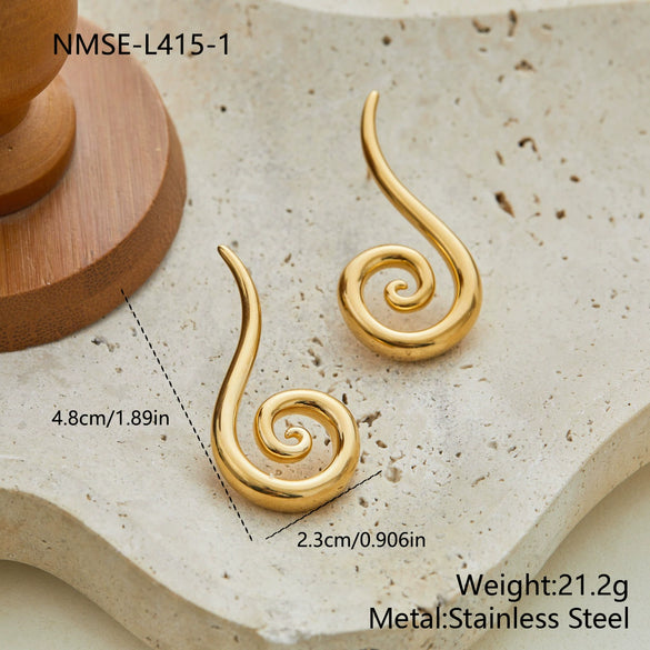 Wholesale Women's Stainless Steel 18K Electroplated Geometric Spiral Earrings