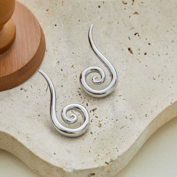 Wholesale Women's Stainless Steel 18K Electroplated Geometric Spiral Earrings