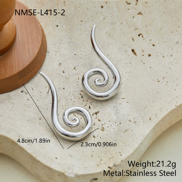 Wholesale Women's Stainless Steel 18K Electroplated Geometric Spiral Earrings