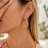 Wholesale Women's Stainless Steel 18K Electroplated Geometric Spiral Earrings