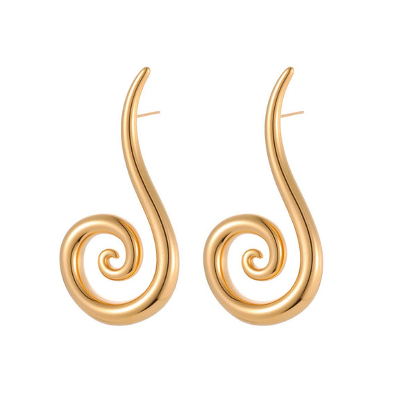 Wholesale Women's Stainless Steel 18K Electroplated Geometric Spiral Earrings