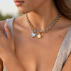 Wholesale Women's Stainless Steel 18K Electroplated Geometric Star Cuban Chain Necklace