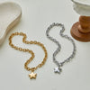 Wholesale Women's Stainless Steel 18K Electroplated Geometric Star Cuban Chain Necklace
