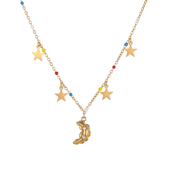 Wholesale Women's Stainless Steel 18K Electroplated Geometric Star Pendant Necklace