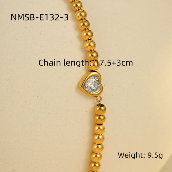 Wholesale Women's Stainless Steel 18K Electroplated Geometric Style Square Zirconium Adjustable Fashion Bracelet