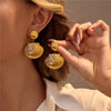 Wholesale Women's Stainless Steel 18K Electroplated Geometric Style Starfish Pearl Shell Earrings