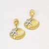 Wholesale Women's Stainless Steel 18K Electroplated Geometric Style Starfish Pearl Shell Earrings