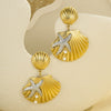 Wholesale Women's Stainless Steel 18K Electroplated Geometric Style Starfish Pearl Shell Earrings