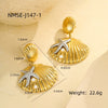 Wholesale Women's Stainless Steel 18K Electroplated Geometric Style Starfish Pearl Shell Earrings