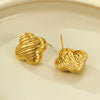 Wholesale Women's Stainless Steel 18K Electroplated Geometric Vintage Irregular Quadrilateral Hollow Texture Ear Stud Earrings
