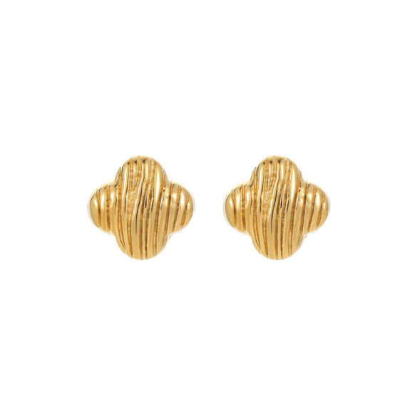 Wholesale Women's Stainless Steel 18K Electroplated Geometric Vintage Irregular Quadrilateral Hollow Texture Ear Stud Earrings
