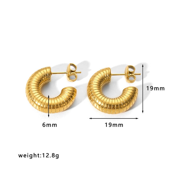 Wholesale Women's Stainless Steel 18K Electroplated Hollow Geometric U Shaped Light Luxury Fashionable Earrings