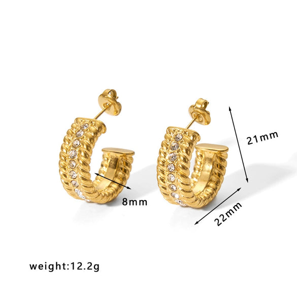 Wholesale Women's Stainless Steel 18K Electroplated Hollow Geometric U Shaped Light Luxury Fashionable Earrings