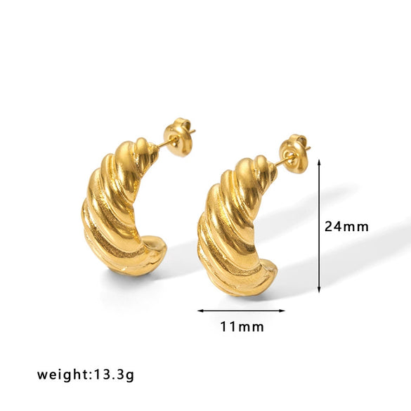 Wholesale Women's Stainless Steel 18K Electroplated Hollow Geometric U Shaped Light Luxury Fashionable Earrings