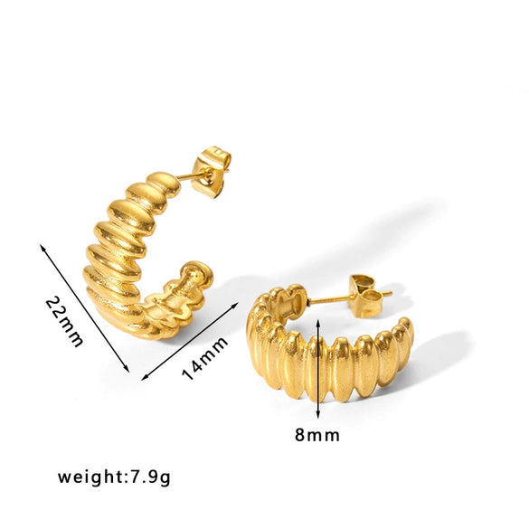 Wholesale Women's Stainless Steel 18K Electroplated Hollow Geometric U Shaped Light Luxury Fashionable Earrings