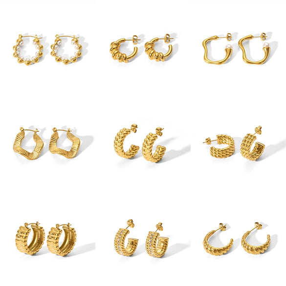 Wholesale Women's Stainless Steel 18K Electroplated Hollow Geometric U Shaped Light Luxury Fashionable Earrings