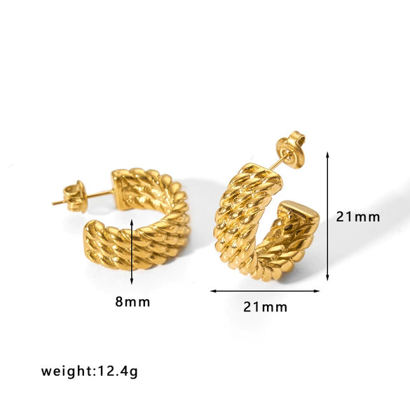 Wholesale Women's Stainless Steel 18K Electroplated Hollow Geometric U Shaped Light Luxury Fashionable Earrings