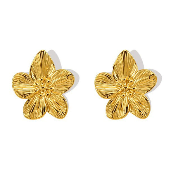 Wholesale Women's 316L Stainless Steel 18K Electroplated Petal Flower Earrings