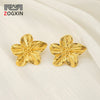 Wholesale Women's 316L Stainless Steel 18K Electroplated Petal Flower Earrings