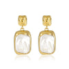 Wholesale Women's Stainless Steel 18K French Retro Baroque Pearl Geometric Pendant Earrings With Electroplating