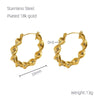 Wholesale Women's 316L Stainless Steel 18K Geometric Pleated Electroplated Earrings