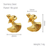 Wholesale Women's 316L Stainless Steel 18K Geometric Pleated Electroplated Earrings