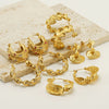 Wholesale Women's 316L Stainless Steel 18K Geometric Pleated Electroplated Earrings